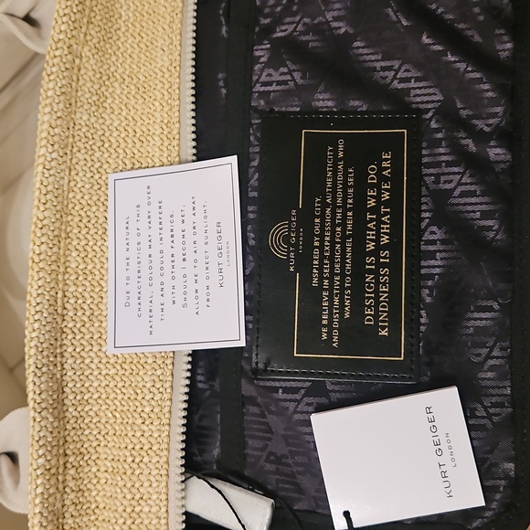 NEW Kurt Geiger Large Southbank Zip Top Shopper: Woven Beige W/ Blue Tones - Picture 11 of 15